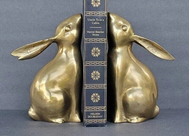 Solid Heavy Brass Bunny Bookends - $200