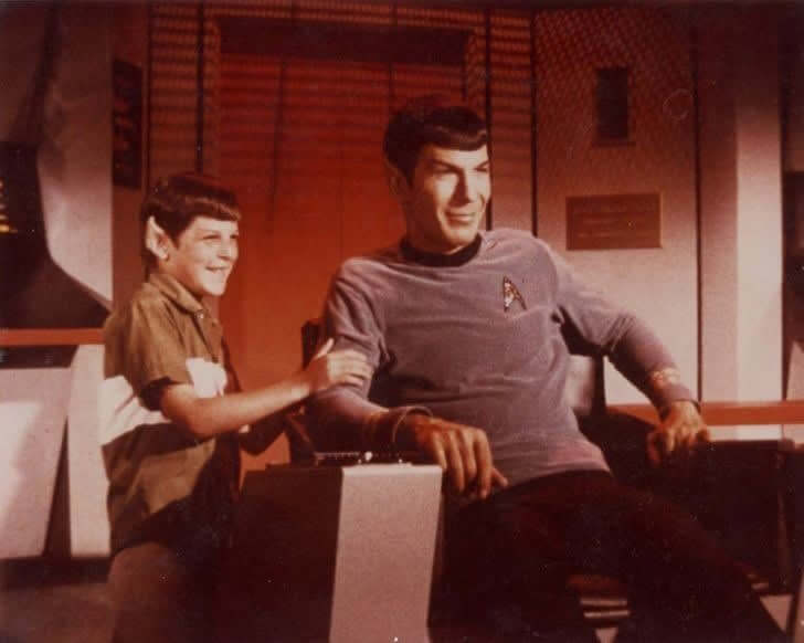 ​Leonard Nimoy On The Set Of Star Trek With His Son In The 1960s